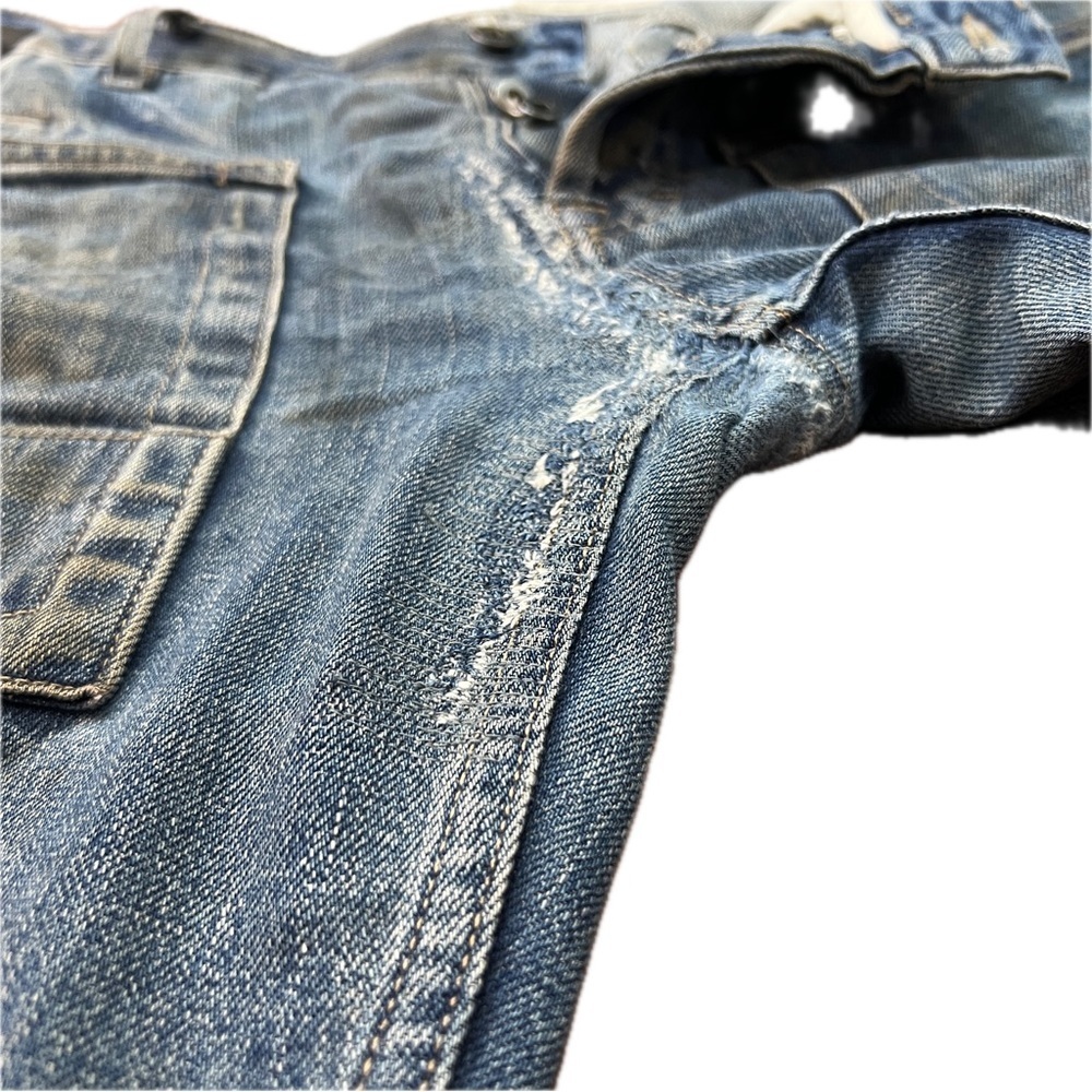 Waxed Oiled Rick Owens SLAB Denim Mud Distressed Washed Pocket Flare Cargo Jeans - Picture 7 of 16